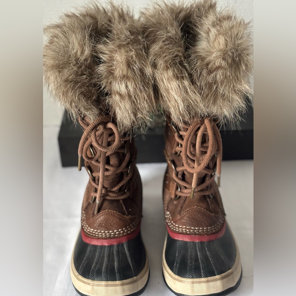 SOREL WOMENS JOAN OF ARTIC WATERPROOF FULL GRAIN LEATHER & SUEDE FAUX FUR SZ 6 - Picture 6 of 13